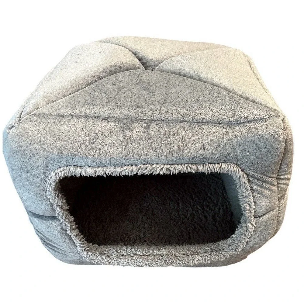 Heart To Tail Cat  & Small Dog Gray Den Cozy Cave House 14 X 14